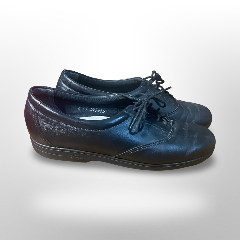 SAS Black Leather Lace Up‎ Comfort Oxford Shoes Women's Casual Work Comfort